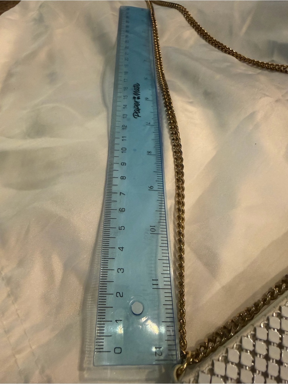 Whiting & Davis International White Metal Mesh Shoulder Bag Vintage, NWOT - Picture 6 of 13